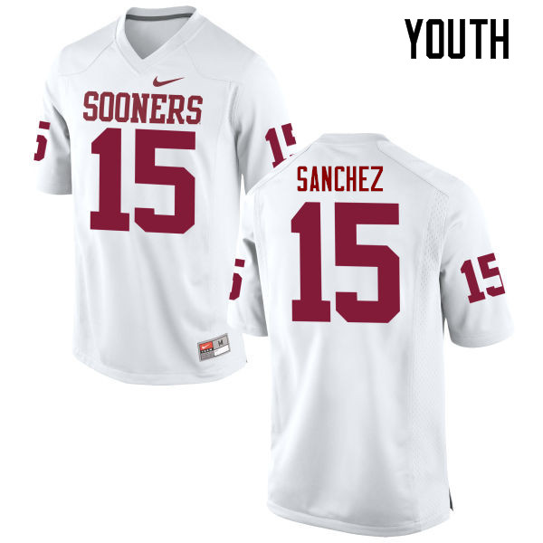 Youth Oklahoma Sooners #15 Zack Sanchez College Football Jerseys Game-White - Click Image to Close
